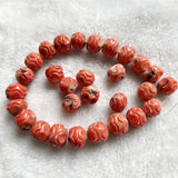 Rare 16MM Carved Coral Orange Red Gemstone Loose Beads