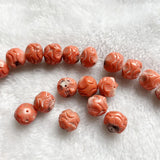 Rare 16MM Carved Coral Orange Red Gemstone Loose Beads