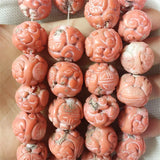 Rare 20MM Carved Coral Orange Red Gemstone Beads for Jewelry Making