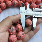 Rare 20MM Carved Coral Orange Red Gemstone Beads for Jewelry Making