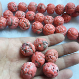 Rare 20MM Carved Coral Orange Red Gemstone Beads for Jewelry Making