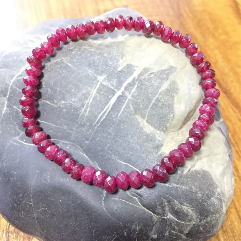 Vintage Red Ruby Bracelet Natural Stone Jewelry Hand Chain