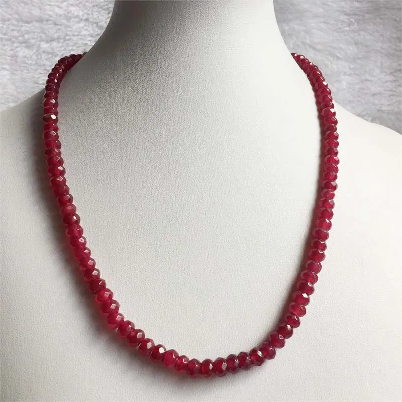 Vintage 4*6MM Red Ruby Necklace Natural Stone Jewelry Choker Collier