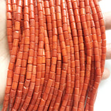 4*6MM Round Tube Orange Red Coral Gemstone Bead