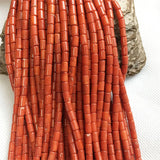 4*6MM Round Tube Orange Red Coral Gemstone Bead