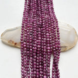 4MM Natural Faceted Purple Red Ruby Loose Beads Women Round Gemstone DIY Jewelry