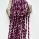 4MM Natural Faceted Purple Red Ruby Loose Beads Women Round Gemstone DIY Jewelry