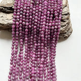 4MM Natural Faceted Purple Red Ruby Loose Beads Women Round Gemstone DIY Jewelry