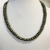 5*8MM Iron Pyrite Faceted Necklace Natural Stone Jewelry