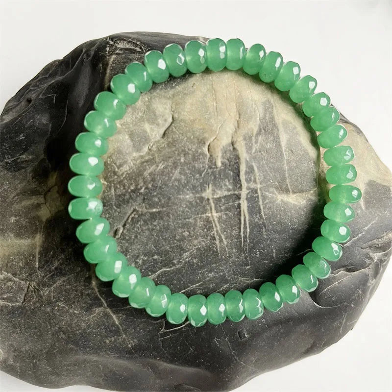 Vintage 5*8MM Faceted Red Ruby Green Emerald Bracelet