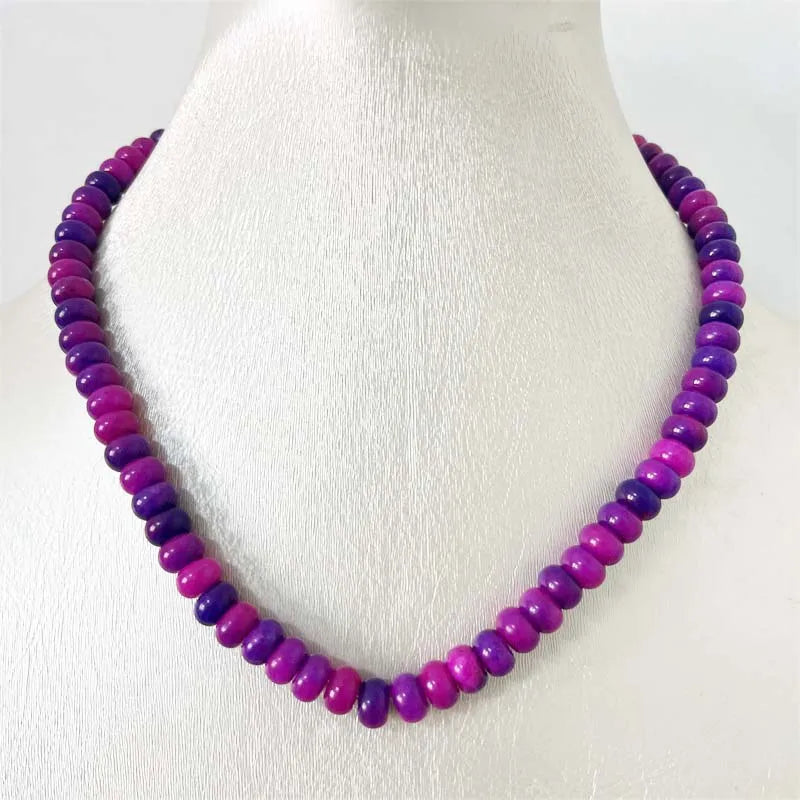 5*8MM Sugilite Jade Necklace Stainless Steel Oval Stone Choker
