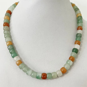 Natural Jade Stone Necklace Vintage Jewelry Beaded Chain Choker