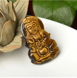 Hand Polished Kwan-yin Tiger-Eye Pendant