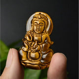 Hand Polished Kwan-yin Tiger-Eye Pendant
