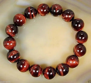 Natural 10mm Red Tiger Eye Stone Round Beads Bracelet