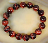 Natural 10mm Red Tiger Eye Stone Round Beads Bracelet