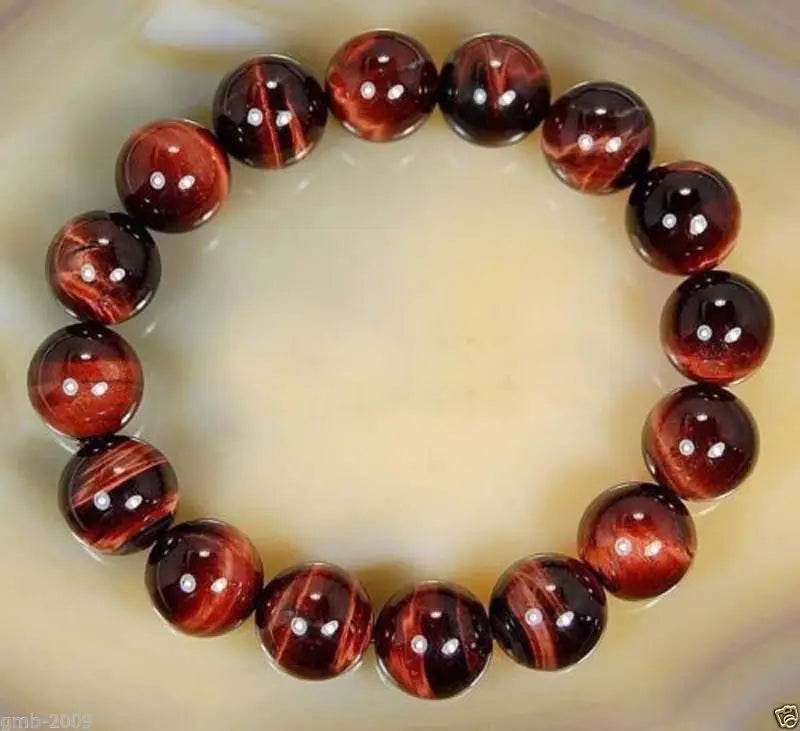 Natural 10mm Red Tiger Eye Stone Round Beads Bracelet