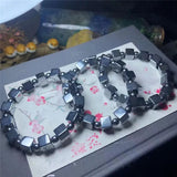 Natural Stone Terahertz Bracelet Wealth Sugar Cube Beads Bracelets