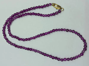 Purple 4mm Amethyst Bead Necklace 18 Inch Women's Charm Jewelry
