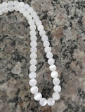 Rare Selenite Round Shpere Gemstone Beaded Stretch Necklace