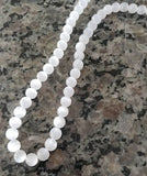 Rare Selenite Round Shpere Gemstone Beaded Stretch Necklace