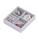 Gray Velvet Ring Tray Jewelry Earring Necklace Organizer