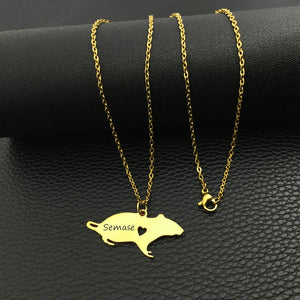Rat Charm Necklace Personalized Pet Pendant Women Animal Jewelry YP6070