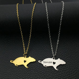 Rat Charm Necklace Personalized Pet Pendant Women Animal Jewelry YP6070