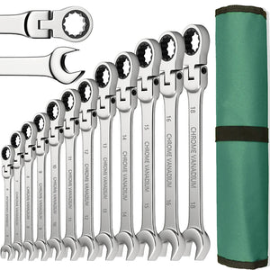 Ratchet Spanner Wrench Set 8-22mm Gear Ring Ratcheting Combination Wrench Kit
