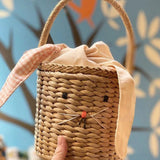 Rattan Bucket Bag for Kids & Adults, Beach Straw Bag