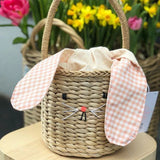 Rattan Bucket Bag for Kids & Adults, Beach Straw Bag