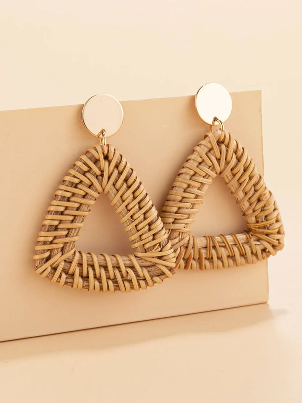 Rattan Geometric Drop Earrings ME024