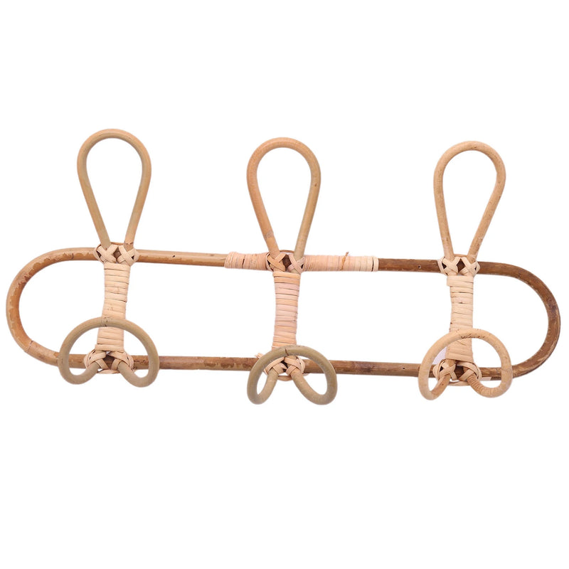 Rattan Wall Hooks Kids Garments Organizer Rack Clothes Hat Hanger