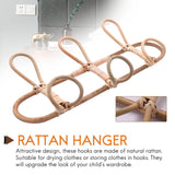 Rattan Wall Hooks Kids Garments Organizer Rack Clothes Hat Hanger