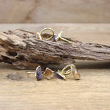 Raw Amethysts Tail Rings Citrines Druzy Chips Golden Circle Finger Ring