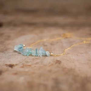 Raw Aquamarine Necklace, March Birthstone Jewelry