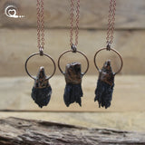 Raw Tourmaline Pendant Necklace Healing Gemstone