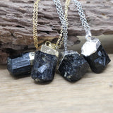Raw Tourmaline Pendant Chain Chakra Healing Crystal Necklace