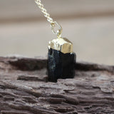 Raw Tourmaline Pendant Chain Chakra Healing Crystal Necklace