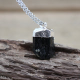 Raw Tourmaline Pendant Chain Chakra Healing Crystal Necklace