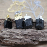 Raw Tourmaline Pendant Chain Chakra Healing Crystal Necklace