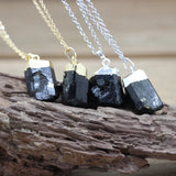 Raw Tourmaline Pendant Chain Chakra Healing Crystal Necklace