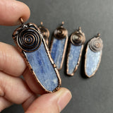Raw Kyanite Pendant Necklace, Rose Plated Gemstone Charms