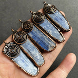 Raw Kyanite Pendant Necklace, Rose Plated Gemstone Charms