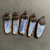 Raw Kyanite Pendant Necklace, Rose Plated Gemstone Charms