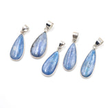 Kyanite Water Drop Pendant with Silvery Edges