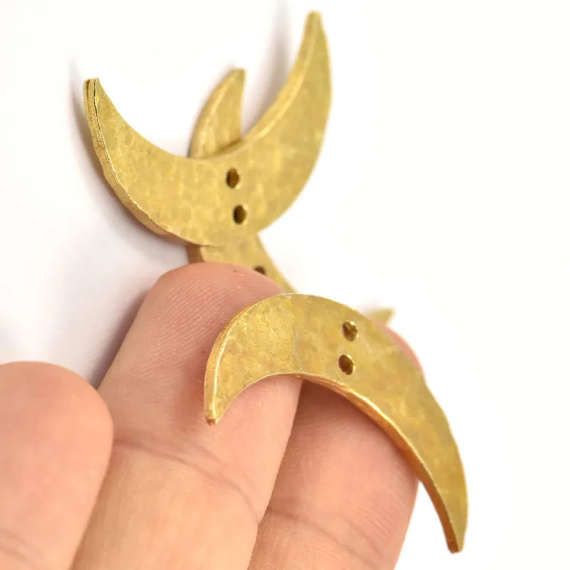 Raw Brass Hammered Moons Charms Pendant N387--4choose