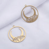 Brass Laser Cut Flower & Moon Charms for Wicca Jewelry Making