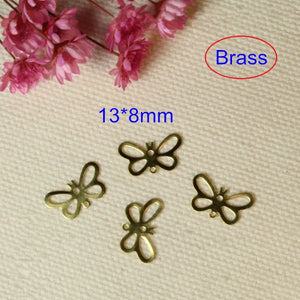 100 pcs Raw Brass Small Butterfly Charms 13*8mm