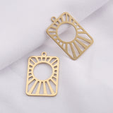 Brass Sun Ray Charms Tarot Card Pendant for DIY Celestial Jewelry